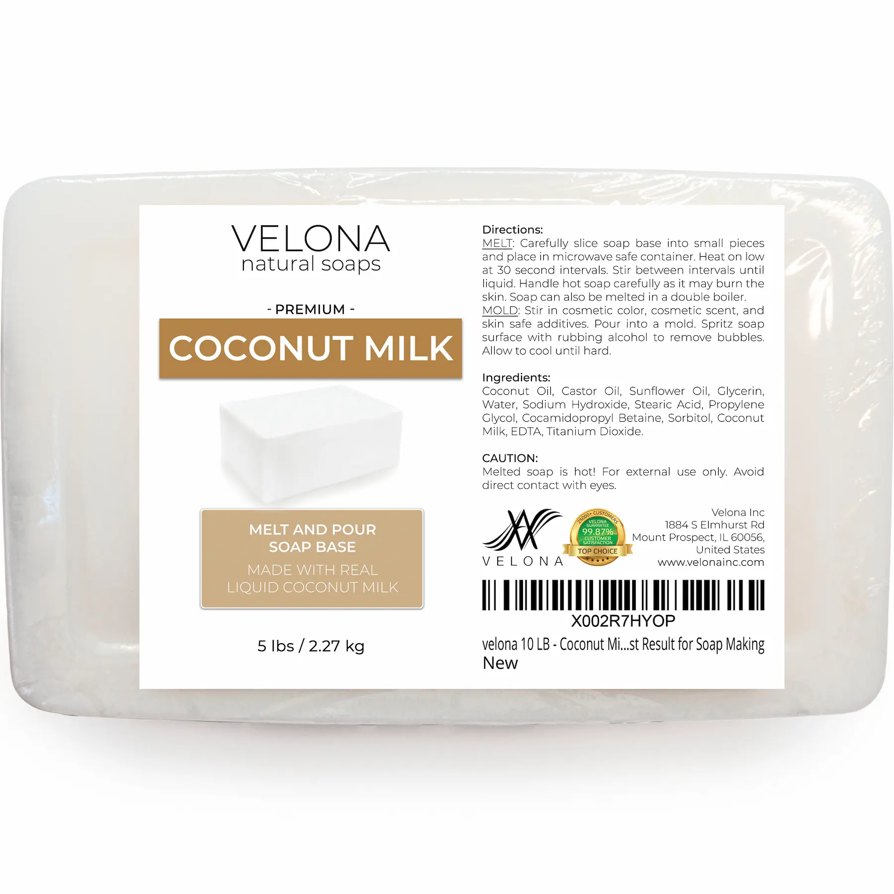 Velona Coconut Milk - Melt and Pour Soap Base